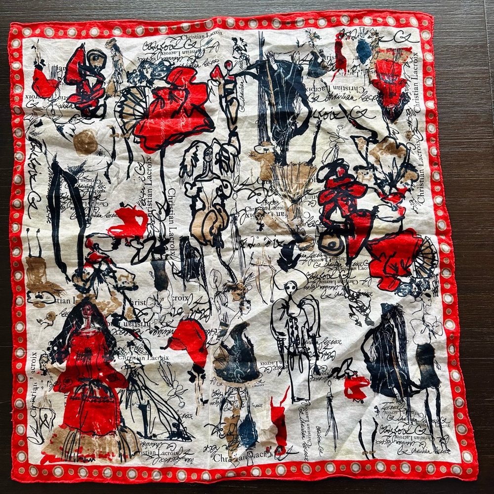 Christian Lacroix Square Scarf 100% Silk 25.5” Made In Italy